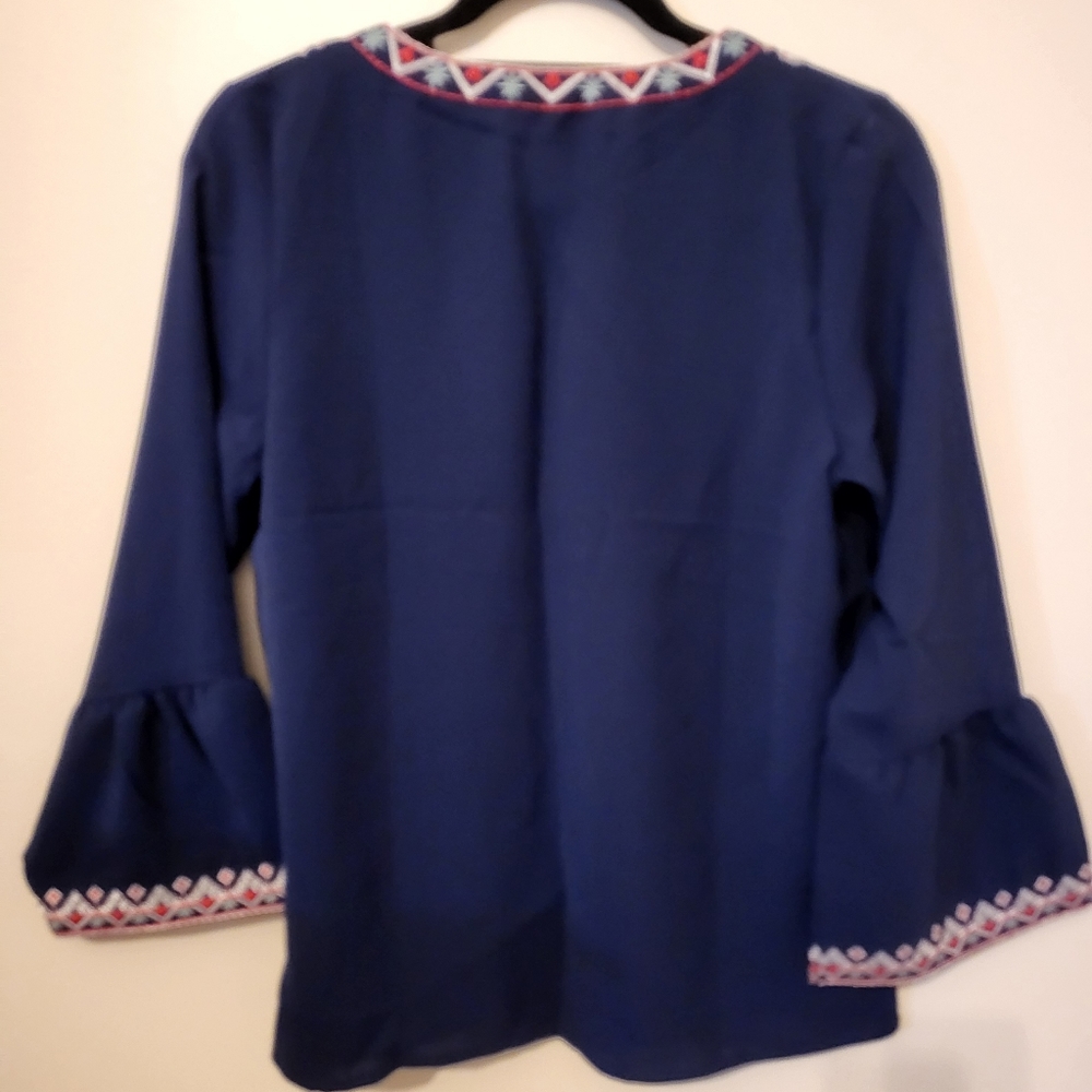 Womens blue 3/4 sleeve blouse - Picture 4 of 4